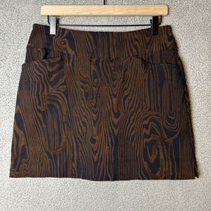 SWING CONTROL Skort Womens 8 Brown Black Wood Pattern Pockets Golf Skort